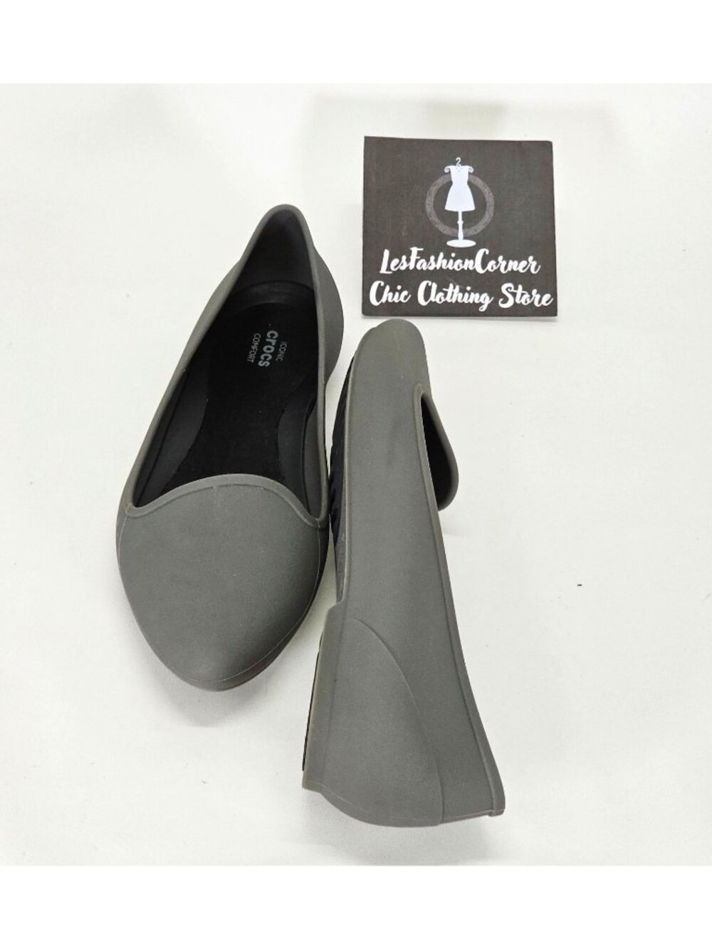 Crocs Women's Grey Eve Slip on Iconic Pointed Comfort Ballet Flats Size 9 2050 - Picture 9 of 15